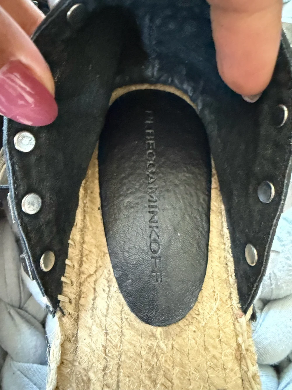 Rebecca Minkoff Black Studded Ankle-Wrap Espadrilles